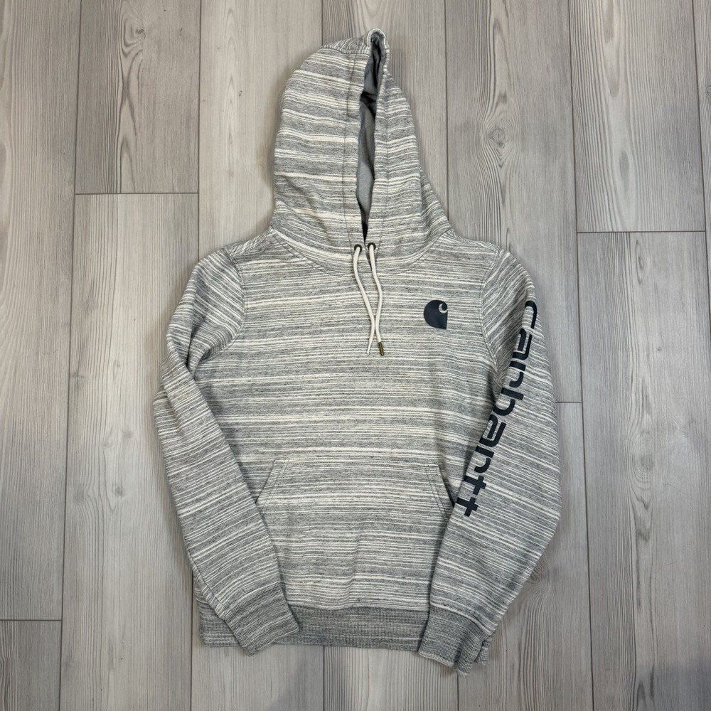 Women's Carhartt Clarksburg Graphic Sleeve Hoodie Small Relaxed Shadow Space Dye